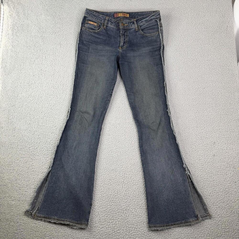 Y2K Lei Flare Leg Slits Frayed Side Hem Jeans Women's 31x31 Hannah Montana Style